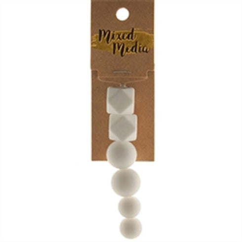 AussieSuperStore Jewellery Making Supplies White Silicone Hexagon and Round Beads (in 7 colours) Silicone Hexagon and Round Beads (in 7 colours) | Jewellery Making Beads | Jewellery Making Supplies 9323823200473 MM18023